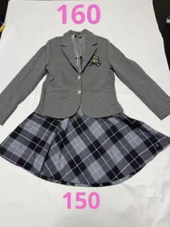 pom ponetteジャケットグレーＬ（160）&チェックスカートM（150）のサムネイル