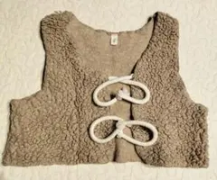 organic zoo ベージュ ボア ベビーベスト 1-2y