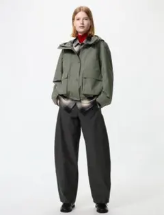 UNIQLO ジャージーバレルレッグパンツ 丈長め L 09 BLACK