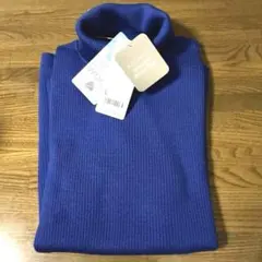 ユニクロ　エクストラファインメリノリブタートルネックセーター　ウール L ブルー