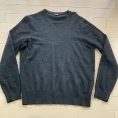 ユニクロ カシミア100% ニット セーター M ダークグレー　J2