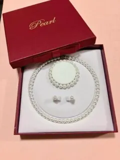 パールネックレス　ピアス　ブレスレット　3点セット　淡水パール　1083