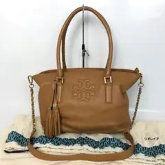 TORY BURCH トリーバーチ キャメル レザー タッセル チェーン
