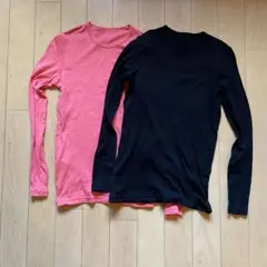 2枚セット　定番　ゴーシュ　スーピマカシミヤ　クルーネックカットソー　黒オレンジ