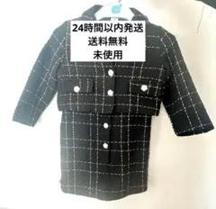 黒と白のチェック柄 ジャケットとドレス セット4歳