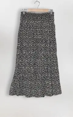 LOWRYS FARM 花柄スカート 黒 フリー 春夏 ロングスカート