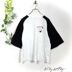 ディズニー ミニーマウス ラグランTシャツ(M)七分袖 ワイドスリーブ