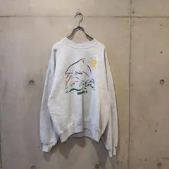 90s 90年代 イルカ アニマル スウェット トレーナー 刺繍 古着 y2k