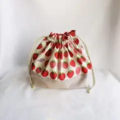 【再販】いちごの巾着袋　お弁当袋【ハンドメイド】
