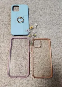 iPhone12ケース3点まセット フローラルデザイン