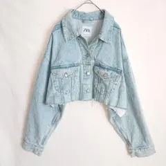 ザラ クロップドデニムジャケット カットオフ ユニセックス カジュアル