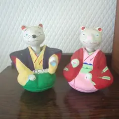 入手困難 招き猫 初辰猫 招福猫 中2匹 紺羽織 黒羽織 商売繁盛 運気