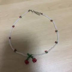 さくらんぼ　チェリー　ビーズ　ネックレス