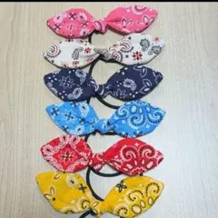 Ｒiiie様専用♥赤14個♥【14個セット】ペイズリー・バンダナ柄ヘアゴム