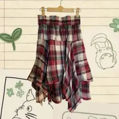 森ガール　フェアリーグランジ　アシンメトリーフリルスカート　チェック柄