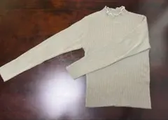 メロウネック リブニット 長袖 グリーン Mサイズのサムネイル