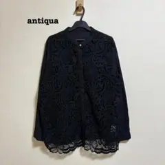 美品 アンティカ レースフロントシャツ バンドカラー 比翼ボタン