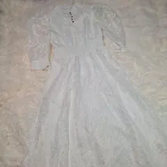 シーイン SHEIN レース ロングドレス パフスリーブ Sサイズ