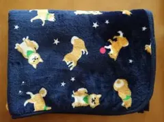 柴犬柄 ブランケット ネイビー