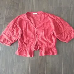 earth music&ecology レース カーディガン 赤 トップス