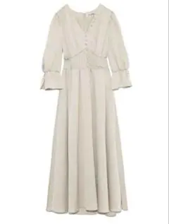 snidel サテンウエストギャザーワンピース　ベージュ　0サイズ