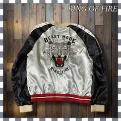 RING OF FIRE アニマル刺繍サテンスカジャン ボンバージャケットL