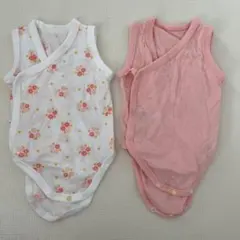 ユニクロ コットンメッシュ肌着 60 ノースリーブ 前開き 2枚セット