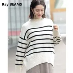 BEAMS レイビームス センターシーム ハイネックニット ウール混 ボーダー