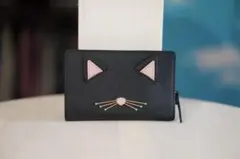 黒猫 二つ折り財布 kate spade