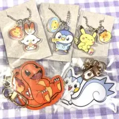 ポケモン ピカチュウ ポッチャマ ヒバニー ヒトカゲ パチリス キーホルダー