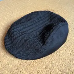 ブラック ハンチング帽 編み込み風 シンプル 58cm