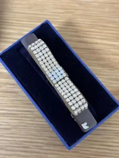 SWAROVSKI ストーン付き　リボンバレッタ　　ヘアクリップ