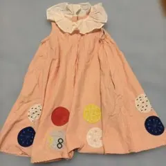 キッズ ノースリーブ ワンピース ピンク フリル 刺繍のサムネイル