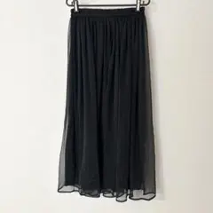 【超美品】シフォンスカート フレアスカート L ウエストゴム 黒
