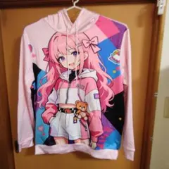 アニメキャラクター プリントパーカー ピンク　XL　 博衣こより