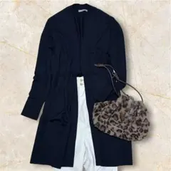 セオリーリュクス ロングカーディガン ウール100 濃紺 38 M 上品 羽織り