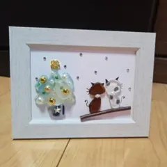 シーグラスアート　仲良し猫のクリスマス8
