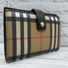 【美品】バーバリー　二つ折り財布　ノバチェック　PVCレザー　レディース