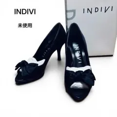 【未使用】 INDIVI インディヴィ オープントゥパンプス 黒 23cmのサムネイル