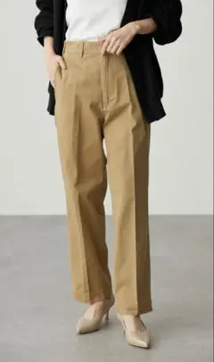 大人コーデ【未使用】アメリカンホリック　綿ツイルセンタープレスストレートパンツ