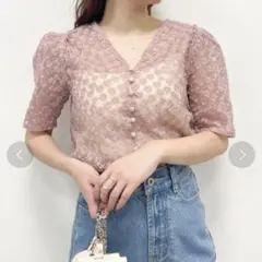 heather 花柄 ブラウス オーガンジーのサムネイル