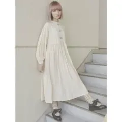アイボリー 長袖シャツチャイナワンピース