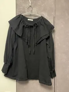 FREAK'S STORE ブラック フリルカットソー サイズF