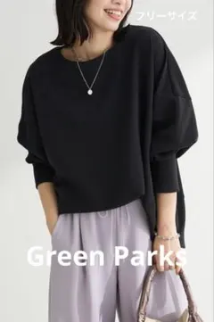 Green Parks 袖スリットカットプルオーバー　黒　フリーサイズ