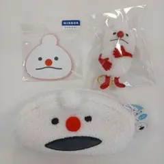 パペットスンスン ノンノン シリコンミラー リール付きマスコット ポーチ セット