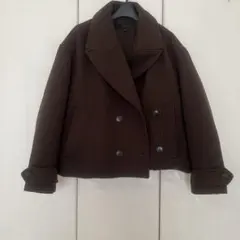 【サイズL】ZARA 大人のこなれ感 ドロップショルダー ピーコート（チャコール