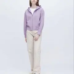 新品！UNIQLOスウェットフルジップパーカー長袖パープルLサイズ