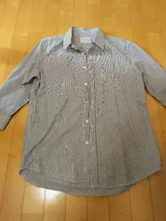 DUAL VOICE 7分袖ストライプシャツ Lサイズ