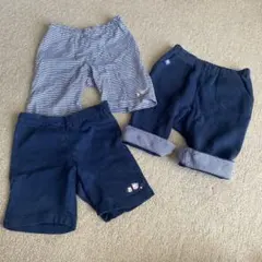 ファミリア 刺繍　ネイビー ストライプ ハーフパンツ 3点セット　80-90cm