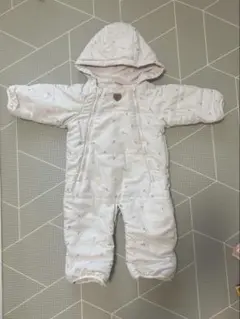 プティマイン　チェリー柄　ジャンプスーツ　防寒ロンパース